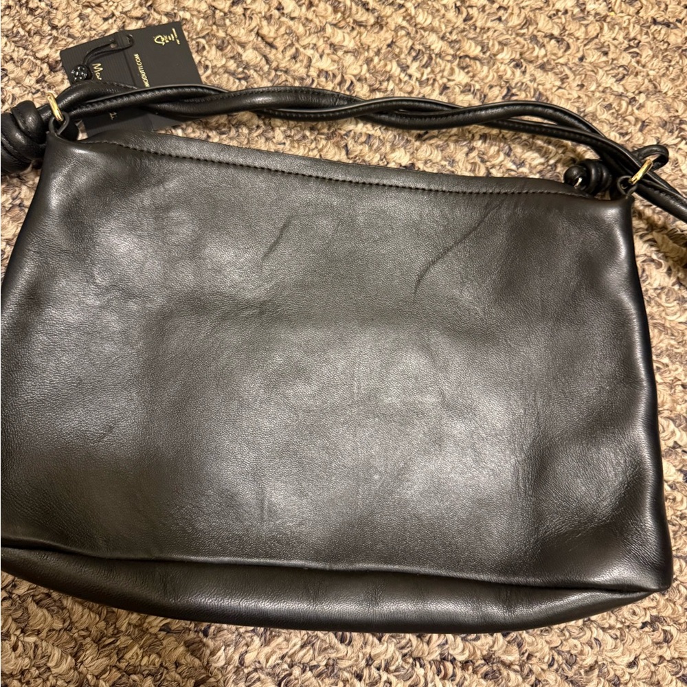 Massimo Dutti Black Leather Shoulder Bag